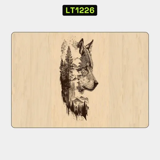 Premium Animals Laptops Skin - Wholesale | Nexa Skins — LT1226 - Animals Raw Skins (wolf, forest, wood)