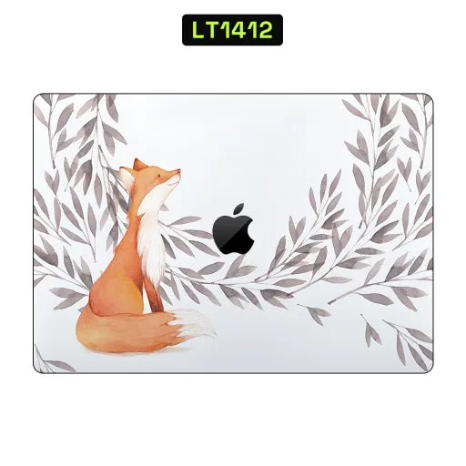 Premium Animals Laptops Skin - Wholesale | Nexa Skins — LT1412 - Animals Raw Skins (fox, watercolor, leaves)