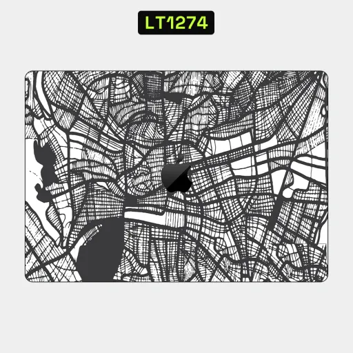 Premium Country & City Laptops Skin - Wholesale | Nexa Skins — LT1274 - Country & City Raw Skins (map, black and white, streets)