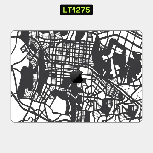 Premium Country & City Laptops Skin - Wholesale | Nexa Skins — LT1275 - Country & City Raw Skins (map, street grid, monochrome)