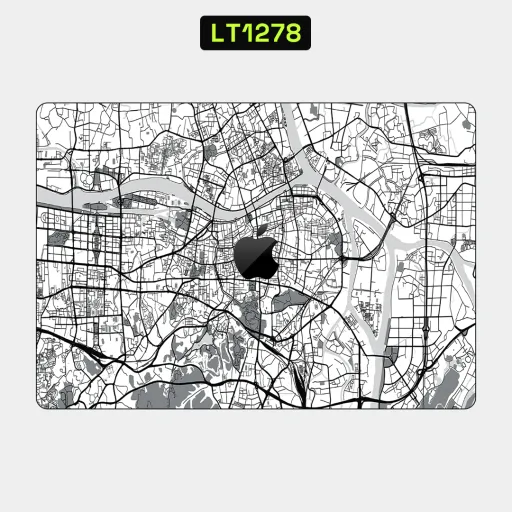 Premium Country & City Laptops Skin - Wholesale | Nexa Skins — LT1278 - Country & City Raw Skins (map, city plan, monochrome)