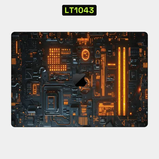 Premium Cypher & Machine Laptops Skin - Wholesale | Nexa Skins — LT1043 - Cypher & Machine Raw Skins (cyberpunk, circuit, orange)