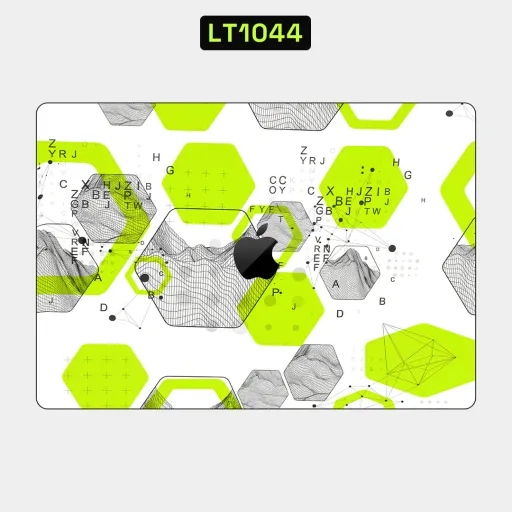 Premium Cypher & Machine Laptops Skin - Wholesale | Nexa Skins — LT1044 - Cypher & Machine Raw Skins (lime green, wireframe, hexagons)