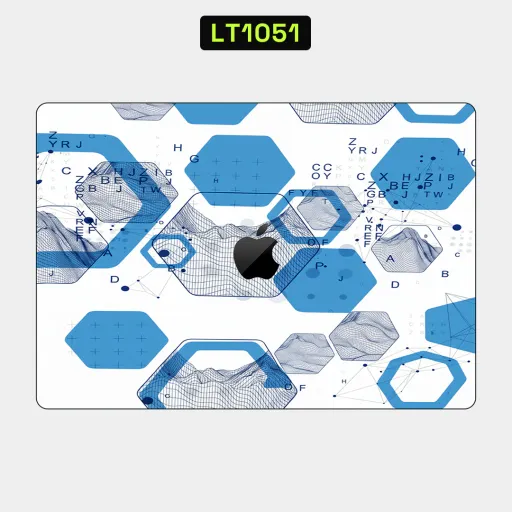 Premium Cypher & Machine Laptops Skin - Wholesale | Nexa Skins — LT1051 - Cypher & Machine Raw Skins (blue, white, hexagons)