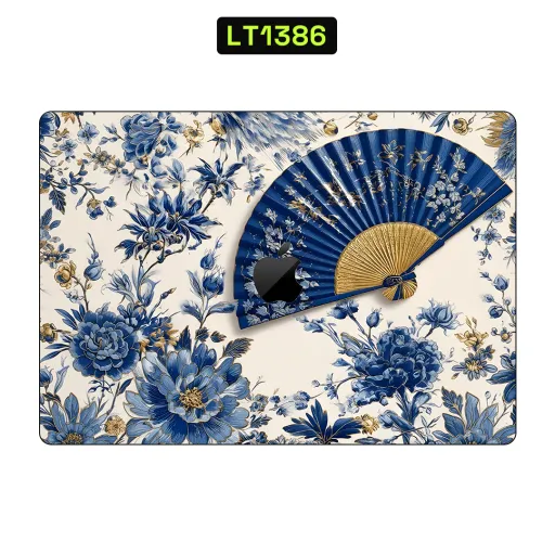 Premium Flowers Laptops Skin - Wholesale | Nexa Skins — LT1386 - Flowers Raw Skins (blue, gold, floral)