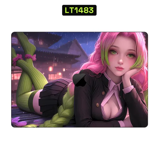 Premium Girls Laptops Skin - Wholesale | Nexa Skins — LT1483 - Girls Raw Skins (anime girl, pink hair, green stockings)