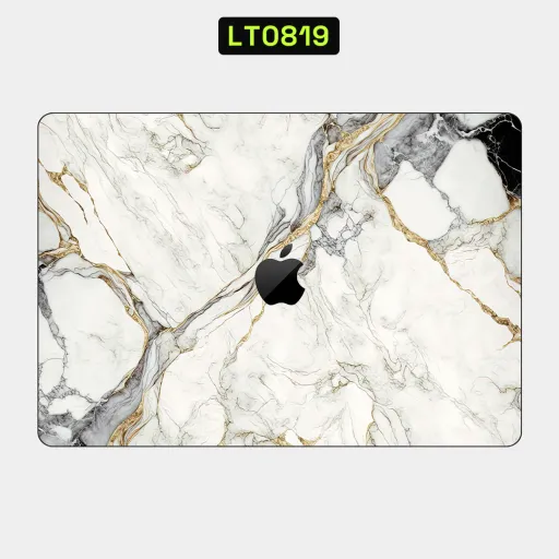 Premium Marble Laptops Skin - Wholesale | Nexa Skins — LT0819 - Marble Raw Skins (white marble, gold veins, luxury)