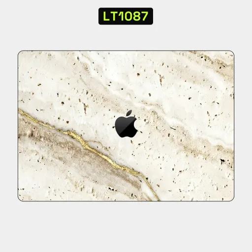 Premium Marble Laptops Skin - Wholesale | Nexa Skins — LT1087 - Marble Raw Skins (stone, gold foil, beige)