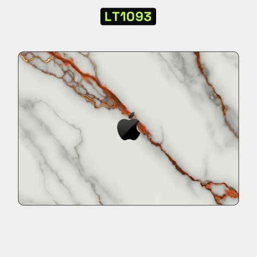 Premium Marble Laptops Skin - Wholesale | Nexa Skins — LT1093 - Marble Raw Skins (white marble, copper veins, gold accents)