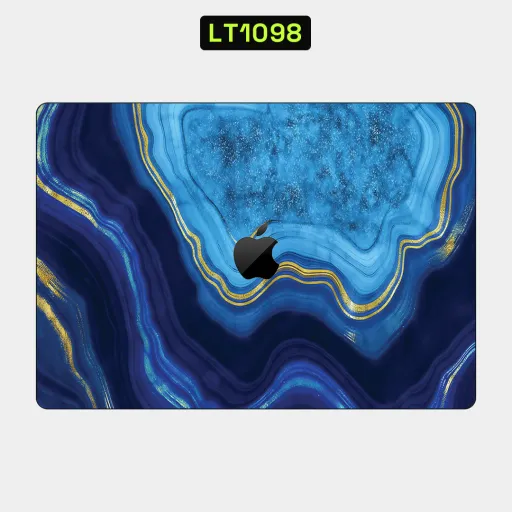 Premium Marble Laptops Skin - Wholesale | Nexa Skins — LT1098 - Marble Raw Skins (blue, gold foil, agate)