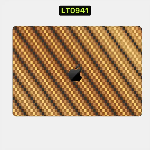 Premium Strip Lines Laptops Skin - Wholesale | Nexa Skins — LT0941 - Strip Lines Raw Skins (checkerboard, gold, brown)