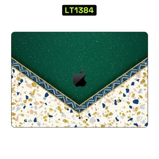 Premium Terrazzo Laptops Skin - Wholesale | Nexa Skins — LT1384 - Terrazzo Raw Skins (green, gold, glitter)