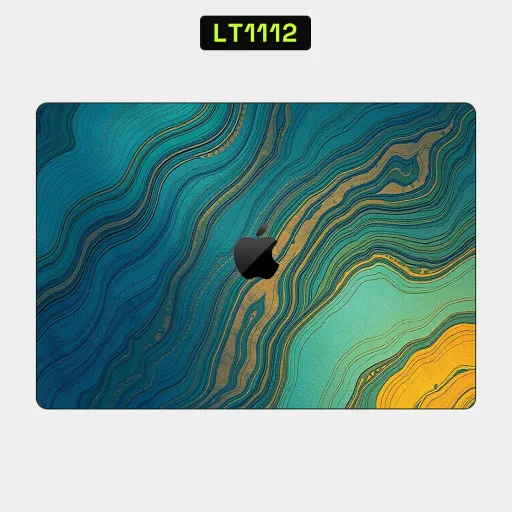Premium Waves Laptops Skin - Wholesale | Nexa Skins — LT1112 - Waves Raw Skins (teal, gold, swirls)