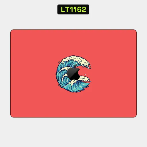 Premium Waves Laptops Skin - Wholesale | Nexa Skins — LT1162 - Waves Raw Skins (ocean wave, red background, japanese art)