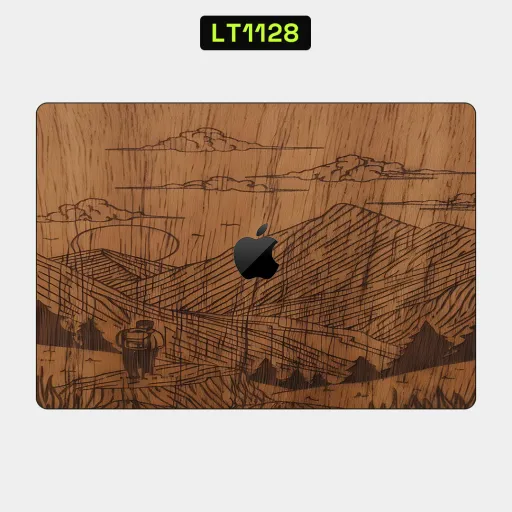 Premium Wood Laptops Skin - Wholesale | Nexa Skins — LT1128 - Wood Raw Skins (engraved, mountains, nature)