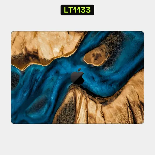 Premium Wood Laptops Skin - Wholesale | Nexa Skins — LT1133 - Wood Raw Skins (resin art, blue river, epoxy)