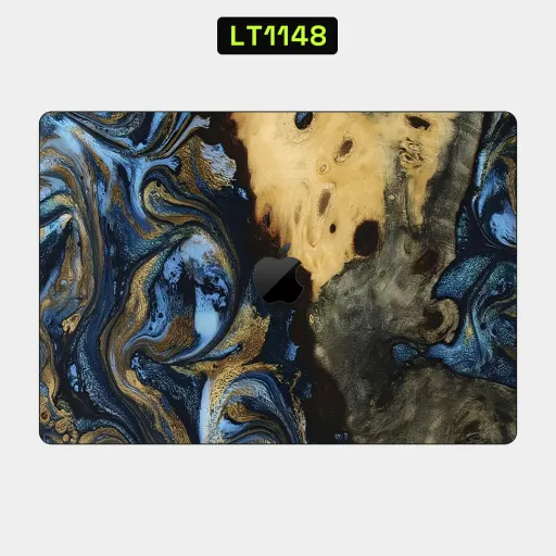 Premium Wood Laptops Skin - Wholesale | Nexa Skins — LT1148 - Wood Raw Skins (burl wood, resin, blue and gold)