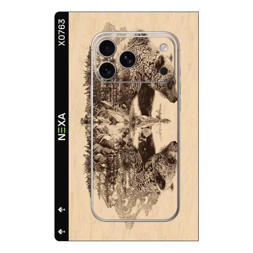 Premium Animals Phones Skin - Wholesale | Nexa Skins — X0763 - Animals (wood, engraving, wildlife)