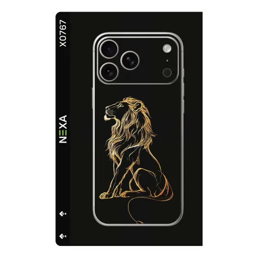 سكن Animals بريميوم لأجهزة Phones - بيع بالجملة | Nexa Skins — X0767 - Animals (gold, lion, minimalist)