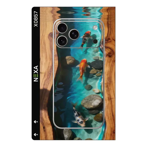 Premium Animals Phones Skin - Wholesale | Nexa Skins — X0857 - Animals (koi fish, epoxy resin, natural wood)