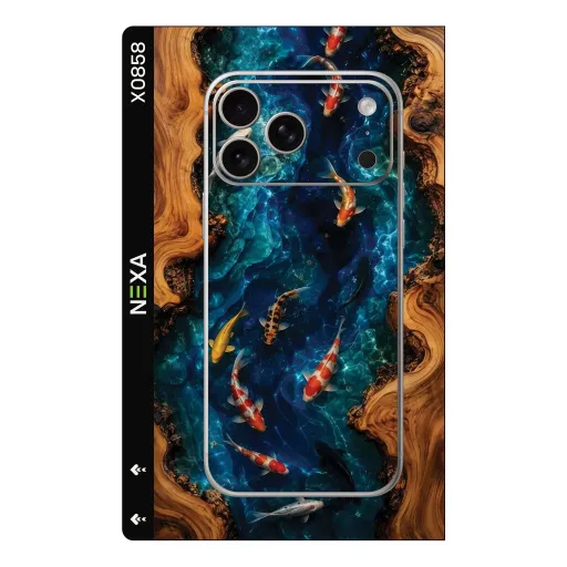 Premium Animals Phones Skin - Wholesale | Nexa Skins — X0858 - Animals (koi fish, epoxy resin, wood grain)