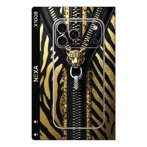 Premium Animals Phones Skin - Wholesale | Nexa Skins — X1008 - Animals (gold, tiger, zipper)