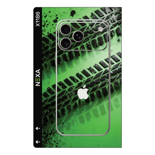 Премиальный скин Automotive для Phones — оптом | Nexa Skins — X1186 - Automotive (tire tracks, neon green, grunge)