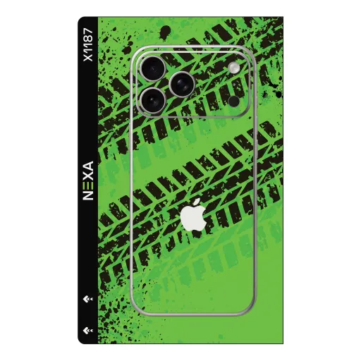 Premium Automotive Phones Skin - Wholesale | Nexa Skins — X1187 - Automotive (tire tracks, neon green, splatter)