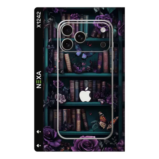 Premium Books Phones Skin - Wholesale | Nexa Skins — X1242 - Books (bookshelf, butterfly, floral)