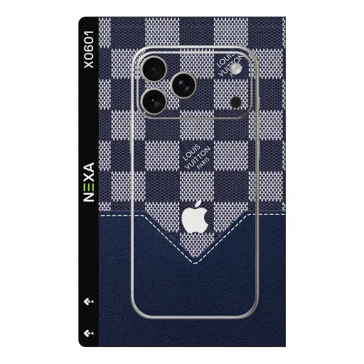 Premium Brands Phones Skin - Wholesale | Nexa Skins — X0601 - Brands (checkerboard, leather, navy blue)