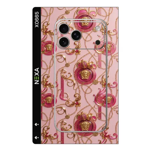 Premium Brands Phones Skin - Wholesale | Nexa Skins — X0665 - Brands (baroque, gold chains, pink)