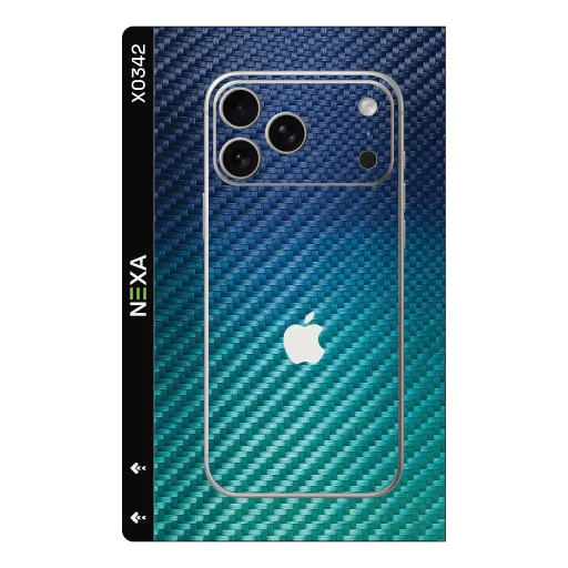 Premium Carbon Fiber Phones Skin - Wholesale | Nexa Skins — X0342 - Carbon Fiber (blue gradient, teal, metallic)