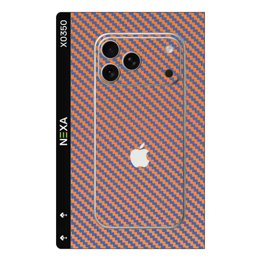 Premium Carbon Fiber Phones Skin - Wholesale | Nexa Skins — X0350 - Carbon Fiber (twill, orange and blue, geometric)