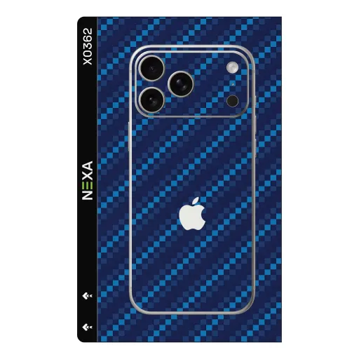 Premium Carbon Fiber Phones Skin - Wholesale | Nexa Skins — X0362 - Carbon Fiber (blue, checkered, geometric)