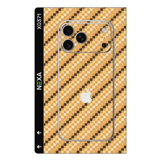 Premium Carbon Fiber Phones Skin - Wholesale | Nexa Skins — X0371 - Carbon Fiber (gold, checkered, geometric)