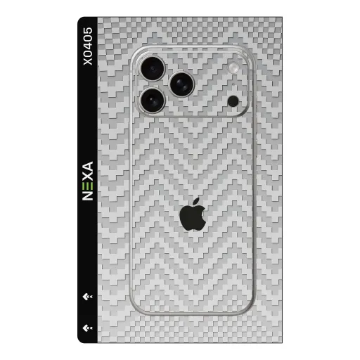 Premium Carbon Fiber Phones Skin - Wholesale | Nexa Skins — X0405 - Carbon Fiber (chevron, silver, geometric)