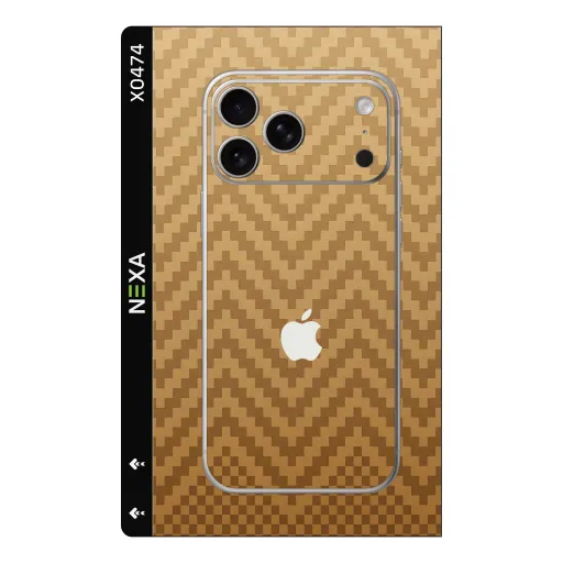 Premium Carbon Fiber Phones Skin - Wholesale | Nexa Skins — X0474 - Carbon Fiber (gold, chevron, geometric)