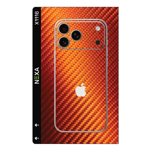 Premium Carbon Fiber Phones Skin - Wholesale | Nexa Skins — X1116 - Carbon Fiber (orange, textured, kevlar)