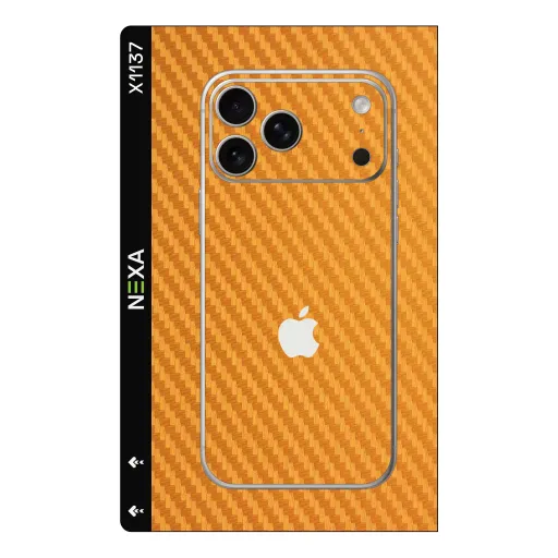 Premium Carbon Fiber Phones Skin - Wholesale | Nexa Skins — X1137 - Carbon Fiber (orange, textured, tech)