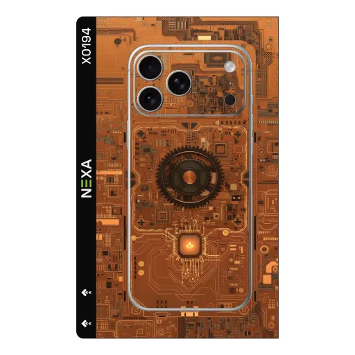 Premium Cypher & Machine Phones Skin - Wholesale | Nexa Skins — X0194 - Cypher & Machine (circuit board, copper, metallic)