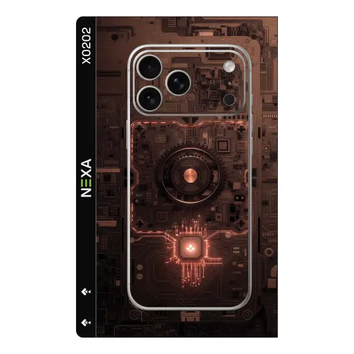 Premium Cypher & Machine Phones Skin - Wholesale | Nexa Skins — X0202 - Cypher & Machine (cyberpunk, circuit board, technical)