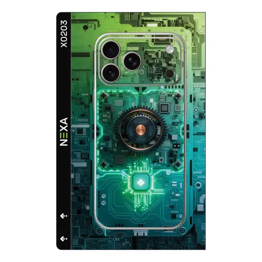 Premium Cypher & Machine Phones Skin - Wholesale | Nexa Skins — X0203 - Cypher & Machine (cyberpunk, circuit, motherboard)