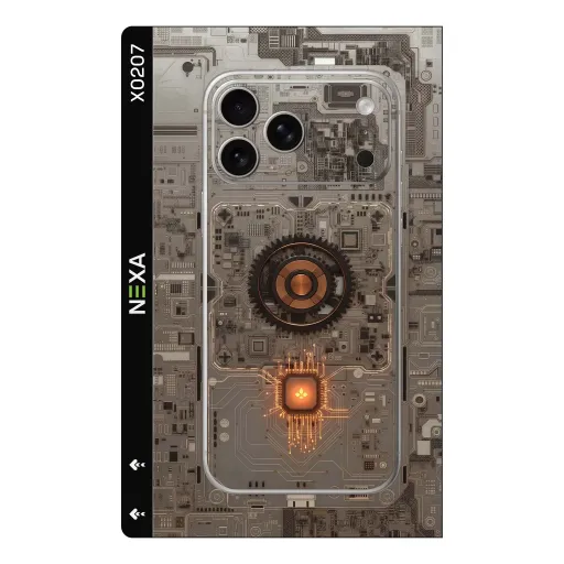 Premium Cypher & Machine Phones Skin - Wholesale | Nexa Skins — X0207 - Cypher & Machine (cyberpunk, motherboard, circuit)