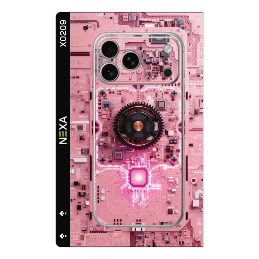 Premium Cypher & Machine Phones Skin - Wholesale | Nexa Skins — X0209 - Cypher & Machine (pink, circuit, tech)