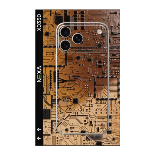 Premium Cypher & Machine Phones Skin - Wholesale | Nexa Skins — X0330 - Cypher & Machine (circuit board, tech, gold)