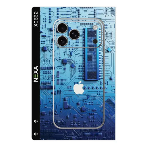 Premium Cypher & Machine Phones Skin - Wholesale | Nexa Skins — X0332 - Cypher & Machine (circuit board, tech, blue)