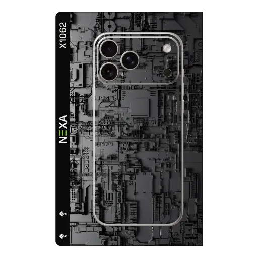 Premium Cypher & Machine Phones Skin - Wholesale | Nexa Skins — X1062 - Cypher & Machine (cyberpunk, circuit, matte black)