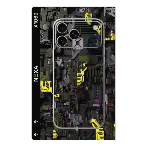 Premium Cypher & Machine Phones Skin - Wholesale | Nexa Skins — X1069 - Cypher & Machine (cyberpunk, robotic, mechanical)