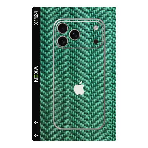 Premium Fabrics Phones Skin - Wholesale | Nexa Skins — X1124 - Fabrics (carbon fiber, weave, emerald)