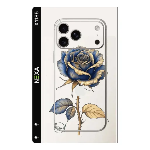 Premium Flowers Phones Skin - Wholesale | Nexa Skins — X1185 - Flowers (blue rose, floral, gold leaf)